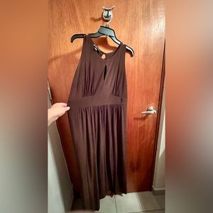 Beautiful & flattering high waist long dress, 1X, brown, used only once